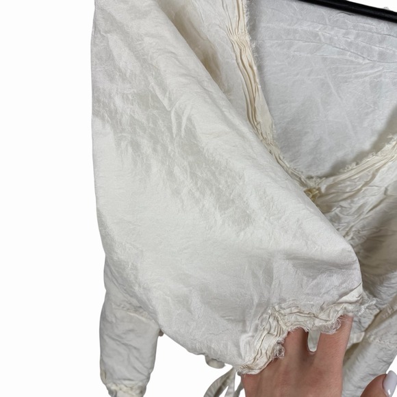 Krista Larson 100% Silk Cream Ivory Shirt Blouse OS Made in USA - Picture 8 of 16